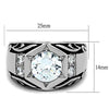 WildKlass Stainless Steel Ring High Polished (no Plating) Men AAA Grade CZ Clear-WildKlass Jewelry