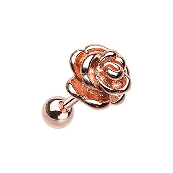 Rose Gold Steel Rose WildKlass Cartilage Tragus Earring-WildKlass Jewelry