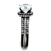 WildKlass Stainless Steel Ring Two-Tone IP Black Women AAA Grade CZ Clear-WildKlass Jewelry