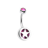 Star Holographic Glitter Inlay Steel WildKlass Belly Button Ring-WildKlass Jewelry