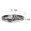 WildKlass Stainless Steel Ring IP Light Black (IP Gun) Women AAA Grade CZ Clear-WildKlass Jewelry