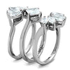 WildKlass Stainless Steel Ring High Polished (no Plating) Women Grade Six CZ Clear-WildKlass Jewelry