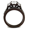 WildKlass Stainless Steel Ring IP Dark Brown (IP Coffee) Women AAA Grade CZ Clear-WildKlass Jewelry