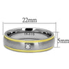 WildKlass Stainless Steel Ring Two-Tone IP Gold Men AAA Grade CZ Clear-WildKlass Jewelry