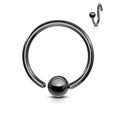 One Side Fixed Ball Ring IP Over 316L Surgical Steel WildKlass for Ear Cartilage, Nose and More-WildKlass Jewelry