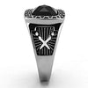 WildKlass Stainless Steel Ring Biker High Polished (no Plating) Men Synthetic Jet-WildKlass Jewelry