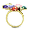 WildKlass Stainless Steel Ring IP Gold Women AAA Grade CZ Multi Color-WildKlass Jewelry