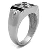 WildKlass Stainless Steel Ring High Polished Men AAA Grade CZ Jet-WildKlass Jewelry
