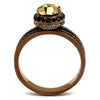 WildKlass Stainless Steel Ring IP Coffee Light Women Top Grade Crystal Light Smoked-WildKlass Jewelry
