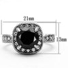 WildKlass Stainless Steel Halo Ring High Polished (no Plating) Women AAA Grade CZ Black Diamond-WildKlass Jewelry