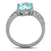 WildKlass Stainless Steel Ring High Polished Women AAA Grade CZ Sea Blue-WildKlass Jewelry