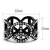 WildKlass Stainless Steel Ring IP Black Women Top Grade Crystal Clear-WildKlass Jewelry