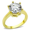 WildKlass Stainless Steel Solitaire Ring IP Gold Women AAA Grade CZ Clear-WildKlass Jewelry