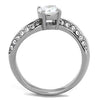 WildKlass Stainless Steel Ring High Polished (no Plating) Women AAA Grade CZ Clear-WildKlass Jewelry