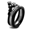 WildKlass Stainless Steel Ring Two-Tone IP Black Women AAA Grade CZ Clear-WildKlass Jewelry