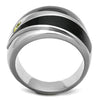 WildKlass Stainless Steel Ring High Polished (no Plating) Women AAA Grade CZ Topaz-WildKlass Jewelry