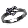 WildKlass Stainless Steel Ring IP Light Black (IP Gun) Women Top Grade Crystal Light Amethyst-WildKlass Jewelry