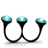 WildKlass Stainless Steel Ring IP Black Women Top Grade Crystal Sea Blue-WildKlass Jewelry