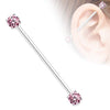 Round CZ Prong Set Ends 316L Surgical Steel WildKlass Industrial Barbells-WildKlass Jewelry