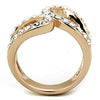 WildKlass Stainless Steel Ring IP Rose Gold Women Top Grade Crystal Clear-WildKlass Jewelry