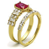 WildKlass Stainless Steel Ring IP Gold Women AAA Grade CZ Ruby-WildKlass Jewelry