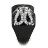 WildKlass Stainless Steel Ring Two-Tone IP Black Women AAA Grade CZ Clear-WildKlass Jewelry
