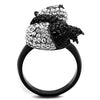WildKlass Stainless Steel Cute Panda Ring Two-Tone IP Black Women Top Grade Crystal Black Diamond-WildKlass Jewelry