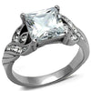 WildKlass Stainless Steel Ring High Polished Women AAA Grade CZ Clear-WildKlass Jewelry