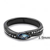 WildKlass Stainless Steel Ring IP Light Black (IP Gun) Women AAA Grade CZ Sea Blue-WildKlass Jewelry