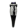 WildKlass Stainless Steel Ring Two-Tone IP Black Women AAA Grade CZ Tanzanite-WildKlass Jewelry