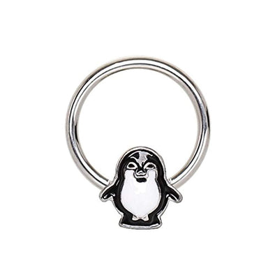 316L Stainless Blue Penguin Snap-in WildKlass Captive Bead Ring/Septum Ring-WildKlass Jewelry