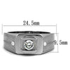 WildKlass Stainless Steel Ring High Polished Men AAA Grade CZ Clear-WildKlass Jewelry