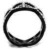 WildKlass Stainless Steel Ring IP Black Women Top Grade Crystal Clear-WildKlass Jewelry