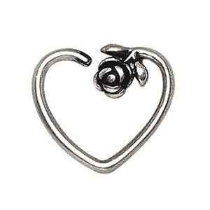 WildKlass 316L Stainless Steel Rose Heart Cartilage Earring-WildKlass Jewelry