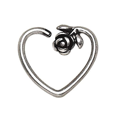 WildKlass 316L Stainless Steel Rose Heart Cartilage Earring-WildKlass Jewelry