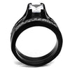 WildKlass Stainless Steel Ring Two-Tone IP Black Women AAA Grade CZ Clear-WildKlass Jewelry