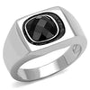 WildKlass Stainless Steel Ring High Polished Men Synthetic Jet-WildKlass Jewelry