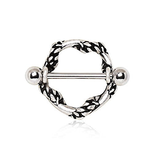 316L Stainless Steel Rope Wrapped Around WildKlass Nipple Shield-WildKlass Jewelry