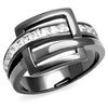 WildKlass Stainless Steel Ring IP Light Black (IP Gun) Women AAA Grade CZ Clear-WildKlass Jewelry