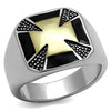 WildKlass Stainless Steel Ring Two-Tone IP Gold Men Epoxy Jet-WildKlass Jewelry