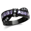 WildKlass Stainless Steel Ring IP Black Women AAA Grade CZ Amethyst-WildKlass Jewelry
