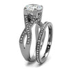 WildKlass Stainless Steel Ring High Polished Women AAA Grade CZ Clear-WildKlass Jewelry