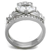 WildKlass Stainless Steel Ring High Polished (no Plating) Women AAA Grade CZ Clear-WildKlass Jewelry