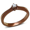 WildKlass Stainless Steel Ring IP Coffee Light Women AAA Grade CZ Clear-WildKlass Jewelry