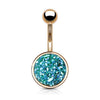 Druzy Stone Round Set PVD Rose Gold Over 316L Surgical Steel WildKlass Belly Button Navel Rings-WildKlass Jewelry