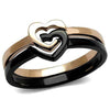WildKlass Stainless Steel Ring IP Rose Gold+ IP Black Women-WildKlass Jewelry