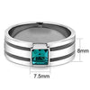 WildKlass Stainless Steel Ring High Polished Men Top Grade Crystal Blue Zircon-WildKlass Jewelry