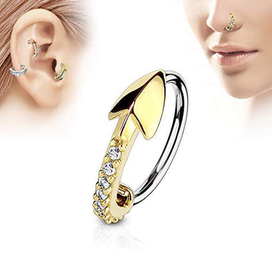 WildKlass CZ Paved Arrow 316L Surgical Steel Nose, Cartilage Hoop Rings-WildKlass Jewelry