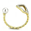 WildKlass Stainless Steel Ring IP Gold Women Synthetic White-WildKlass Jewelry