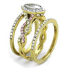 WildKlass Stainless Steel Ring Two-Tone IP Gold Women AAA Grade CZ Clear-WildKlass Jewelry